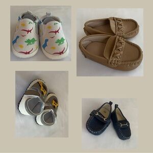 Othr White Kids Moccasins with Colorful Dinosaur Print